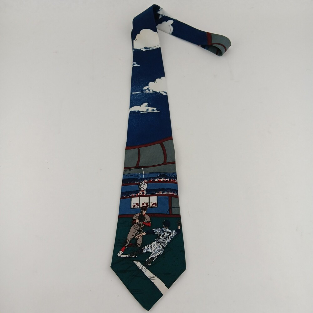 American Sports Men's Multicolor Baseball Graphic Print Design Neck Tie